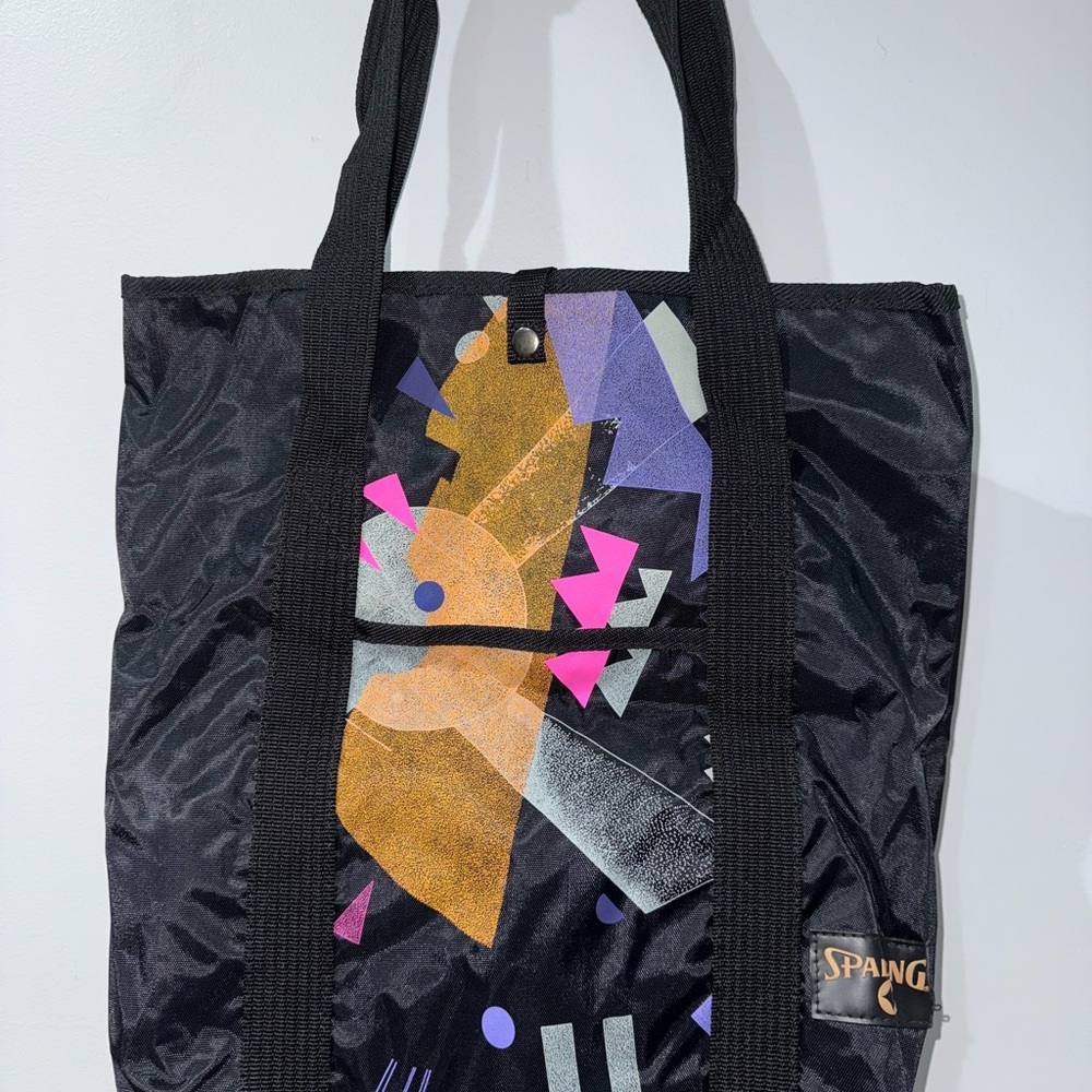 Vintage Spalding Tote Bag Neon Colors‎ Black  Retro RARE Gym I